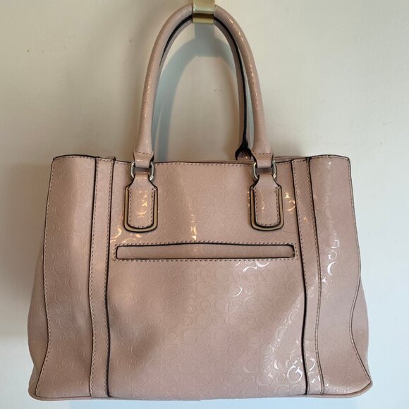 GUESS PINK FAUX LEATHER 3-COMPARTMENT SHOULDER BAG WITH LEOPARD INTERIOR - Picture 2 of 13